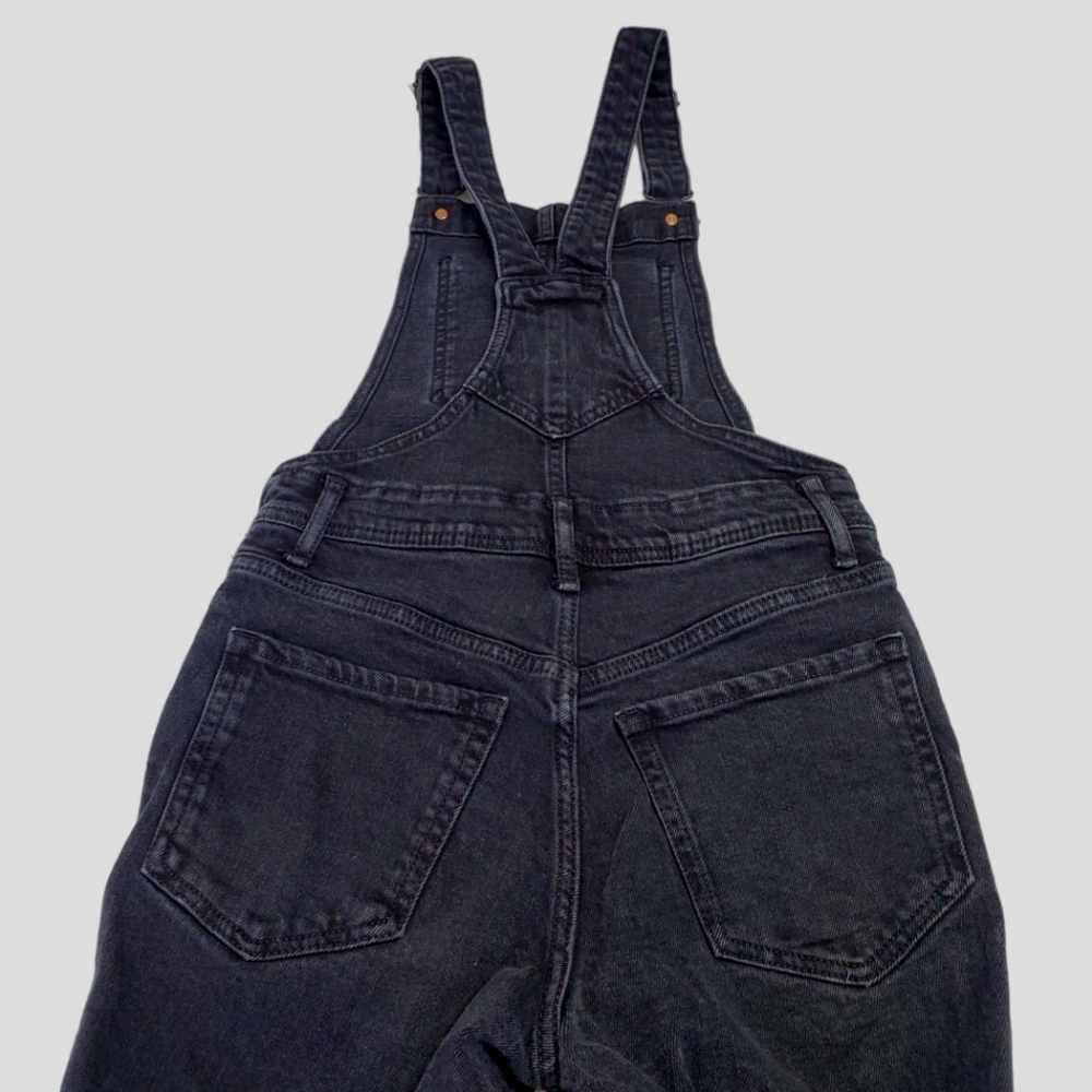 Old Navy Women's Black Jean Bib Distressed Overhauls Denim Size 00 - Picture 12 of 14